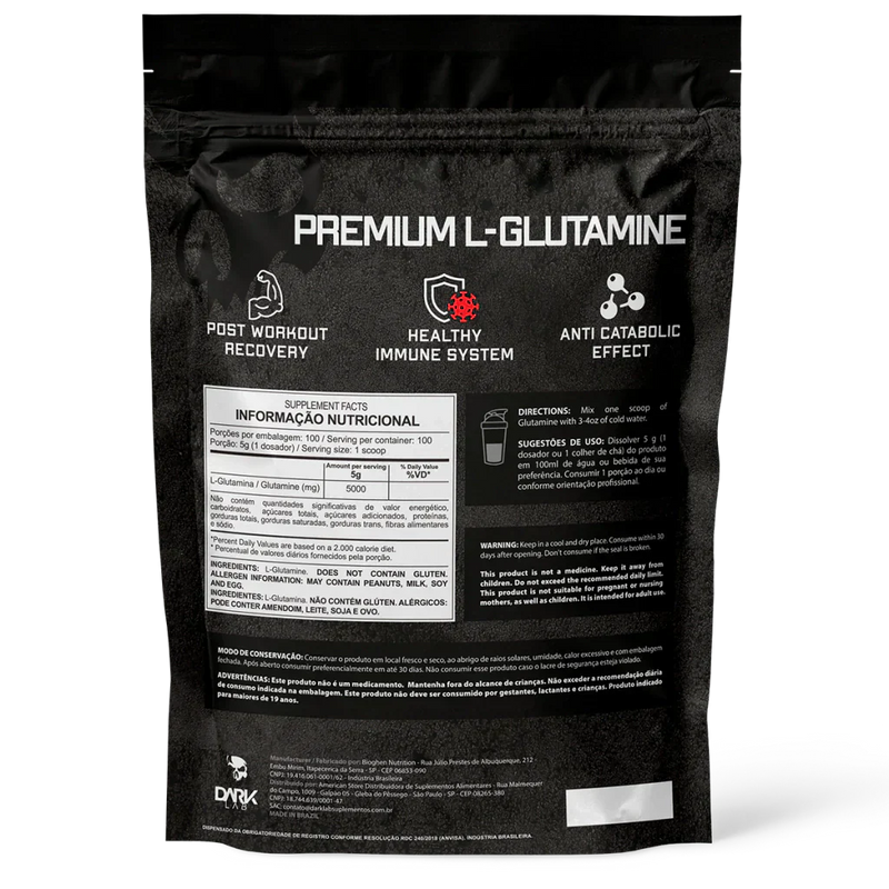 L-Glutamine 500g Refil - Dark Lab